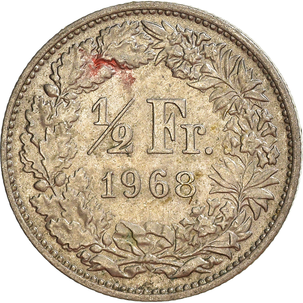 Moneda, Suiza, 1/2 Franc, 1968