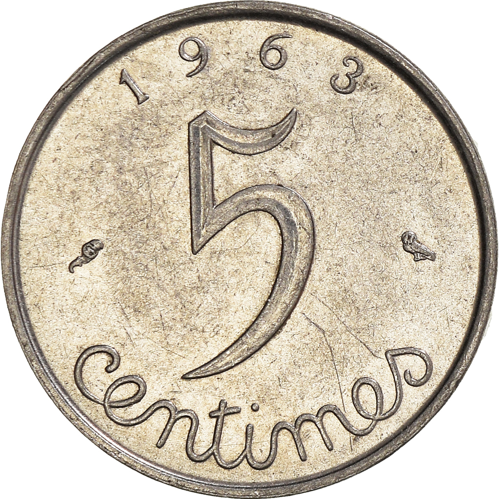 Moneda, Francia, 5 Centimes, 1963