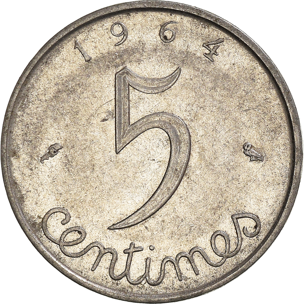 Moneda, Francia, 5 Centimes, 1964