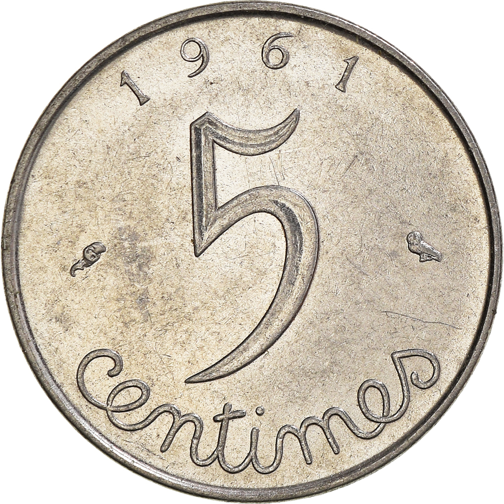 Moneda, Francia, 5 Centimes, 1961