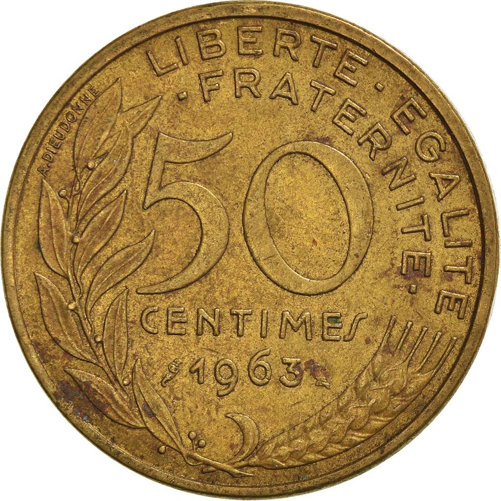 Moneda, Francia, 50 Centimes, 1963