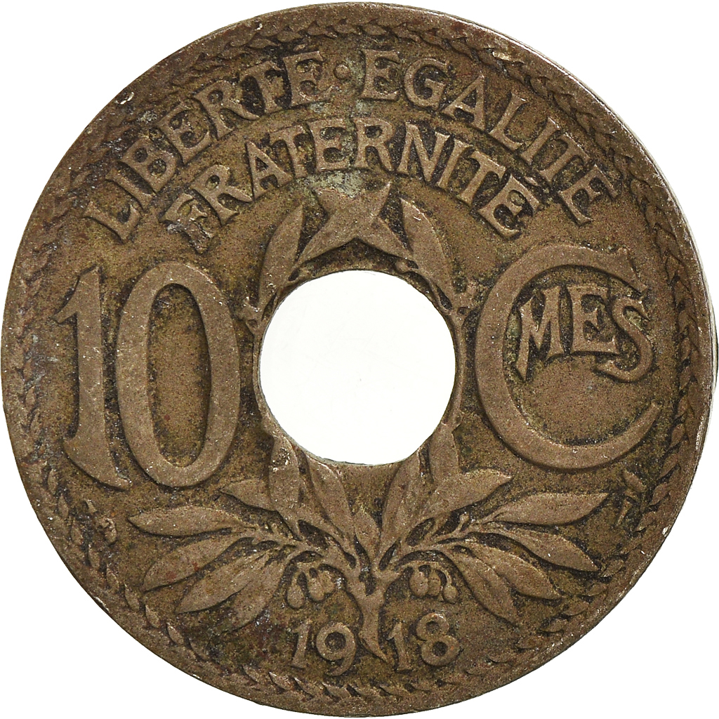 Moneda, Francia, 10 Centimes, 1918