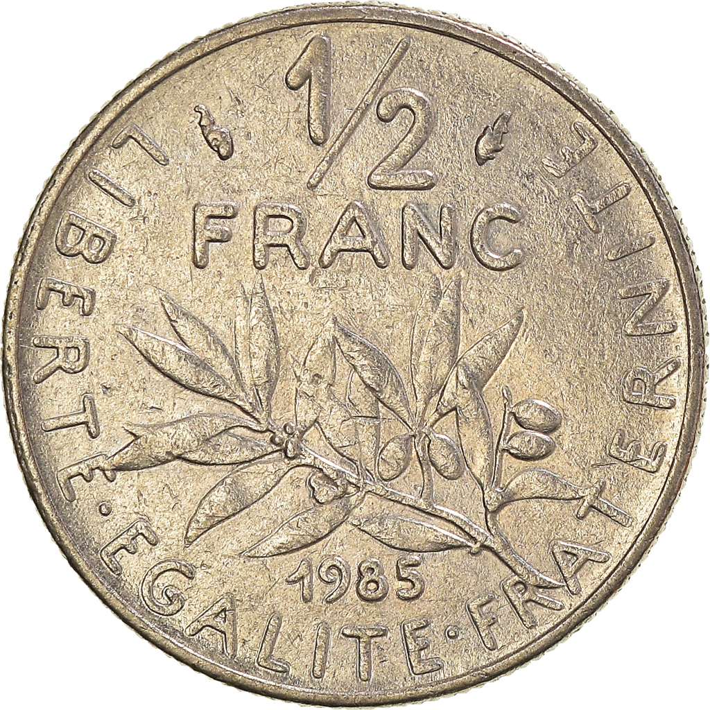 Moneda, Francia, 1/2 Franc, 1985
