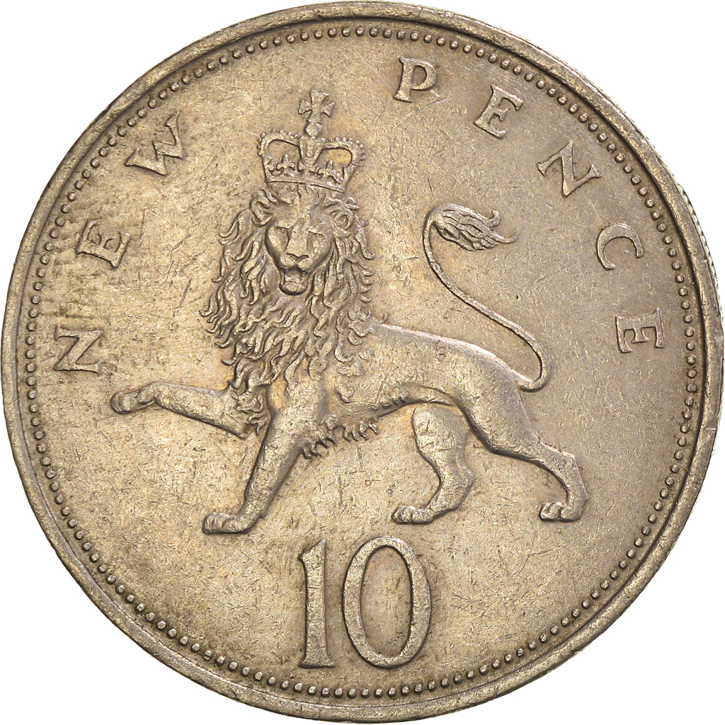 Moneda, Gran Bretaña, 10 New Pence, 1970