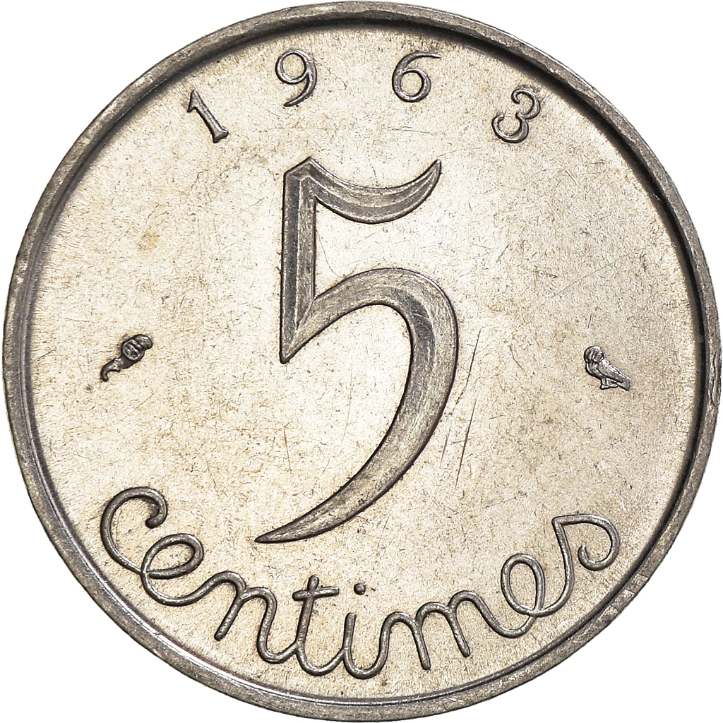 Moneda, Francia, 5 Centimes, 1963
