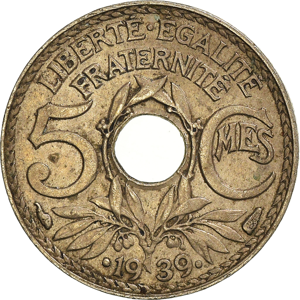 Moneda, Francia, 5 Centimes, 1939