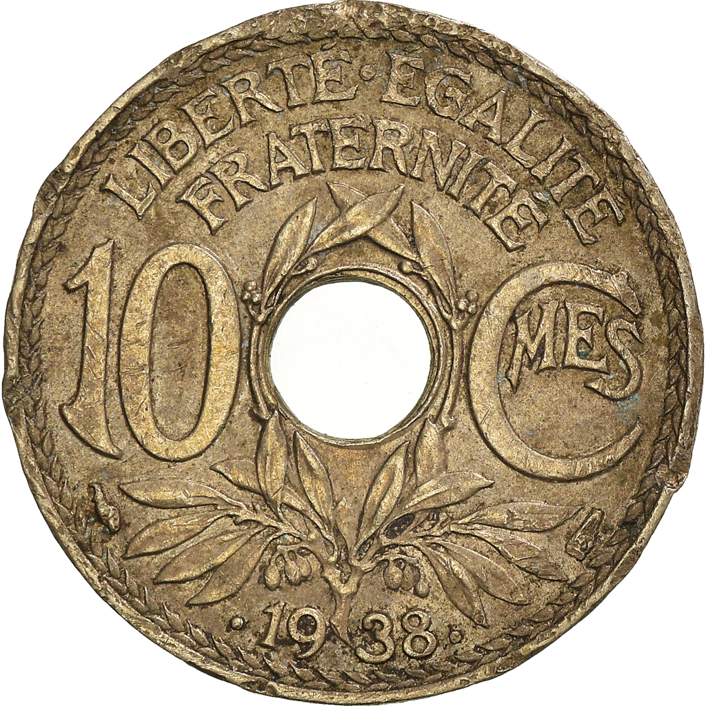 Moneda, Francia, 10 Centimes, 1938