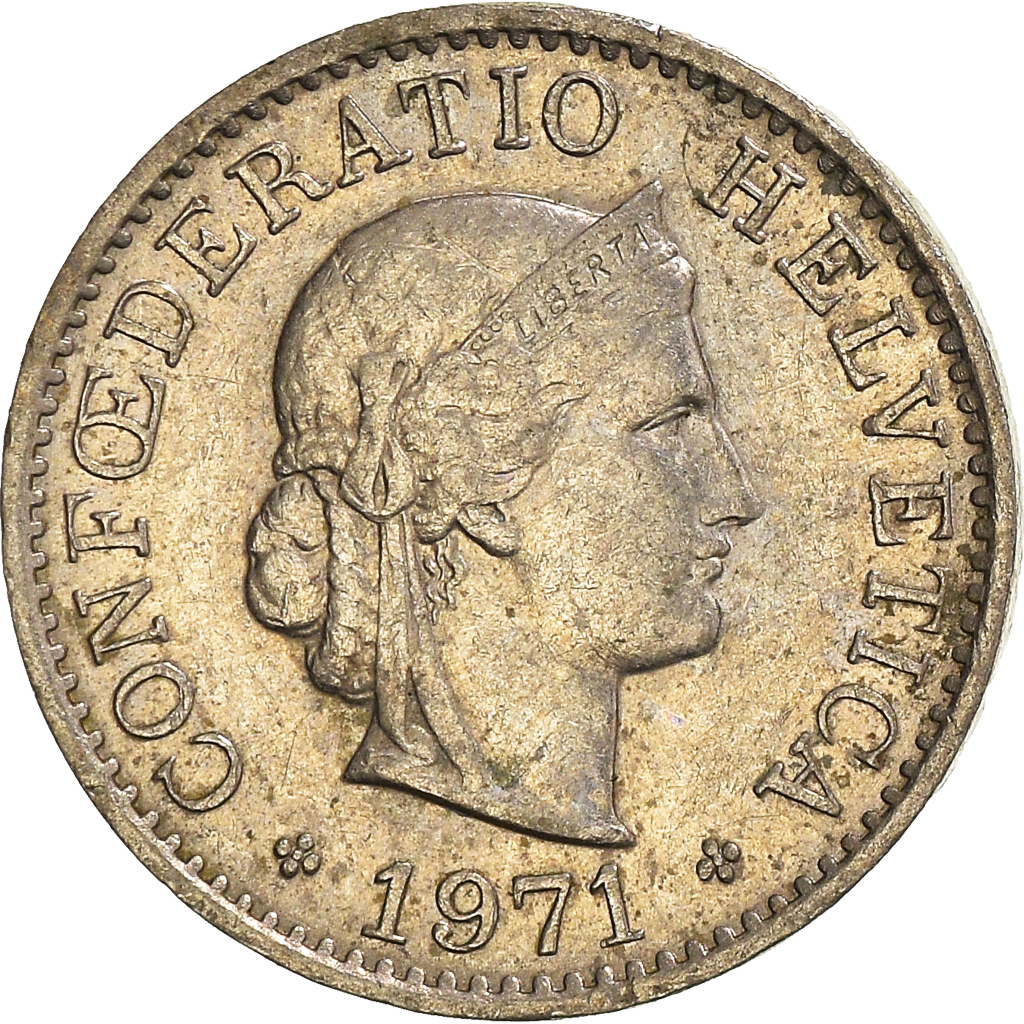 Moneda, Suiza, 5 Rappen, 1971