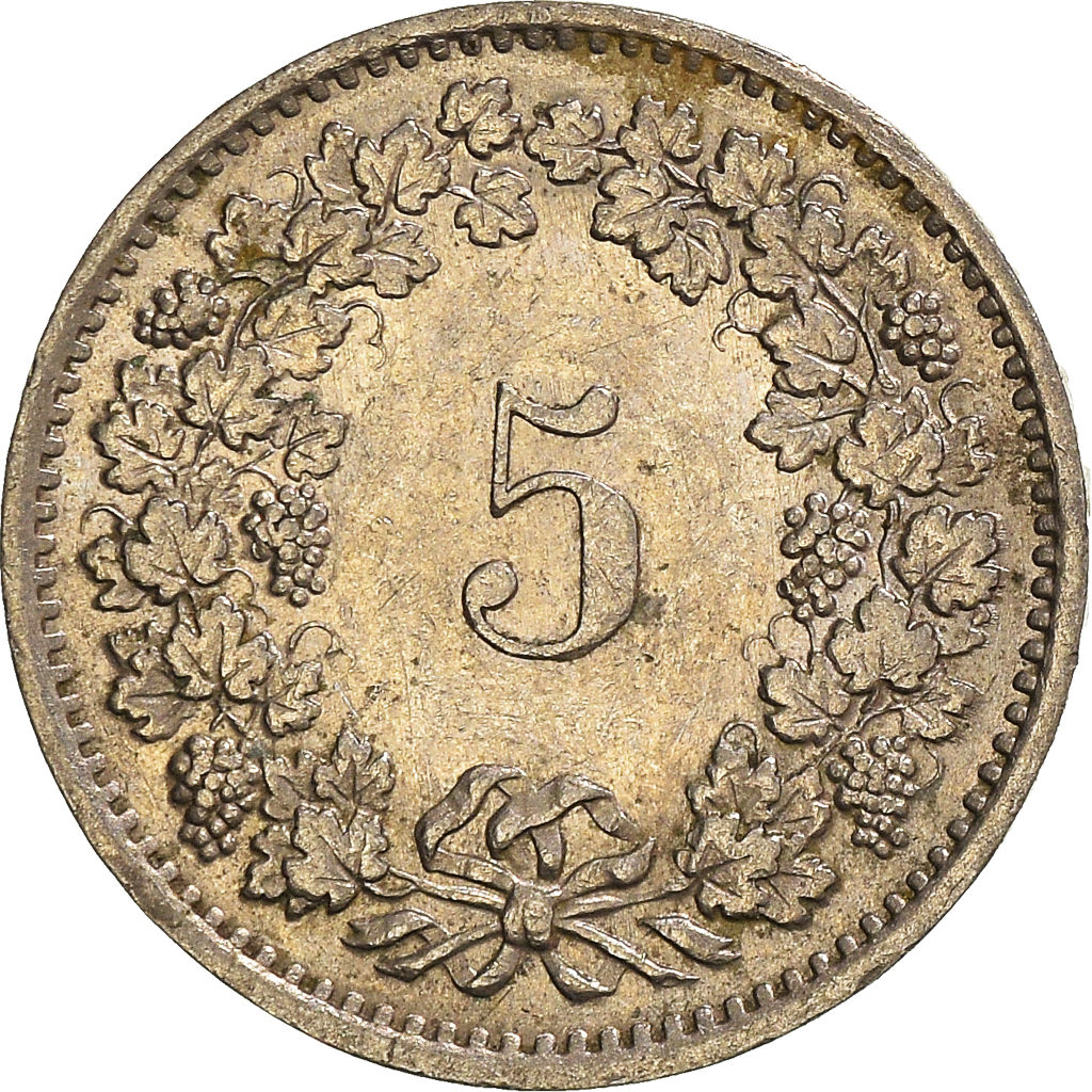 Moneda, Suiza, 5 Rappen, 1971