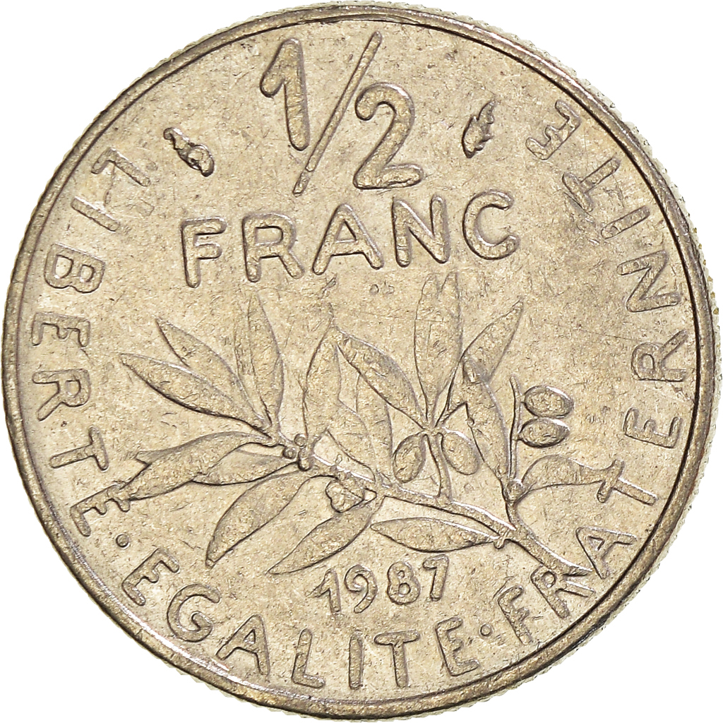 Moneda, Francia, 1/2 Franc, 1987