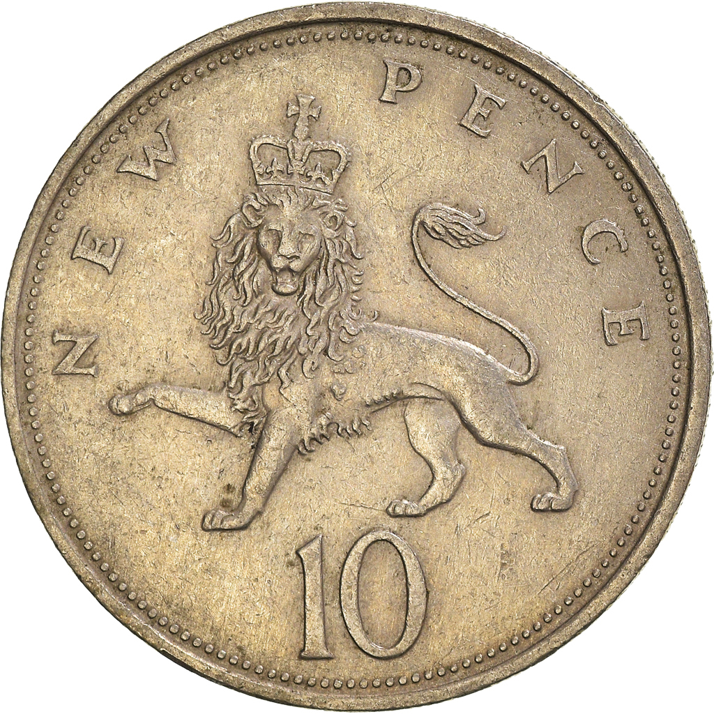 Moneda, Gran Bretaña, 10 New Pence, 1969