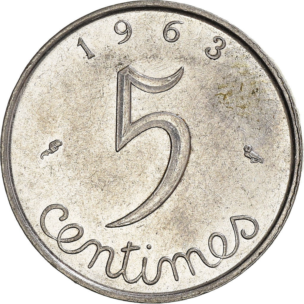 Moneda, Francia, 5 Centimes, 1963