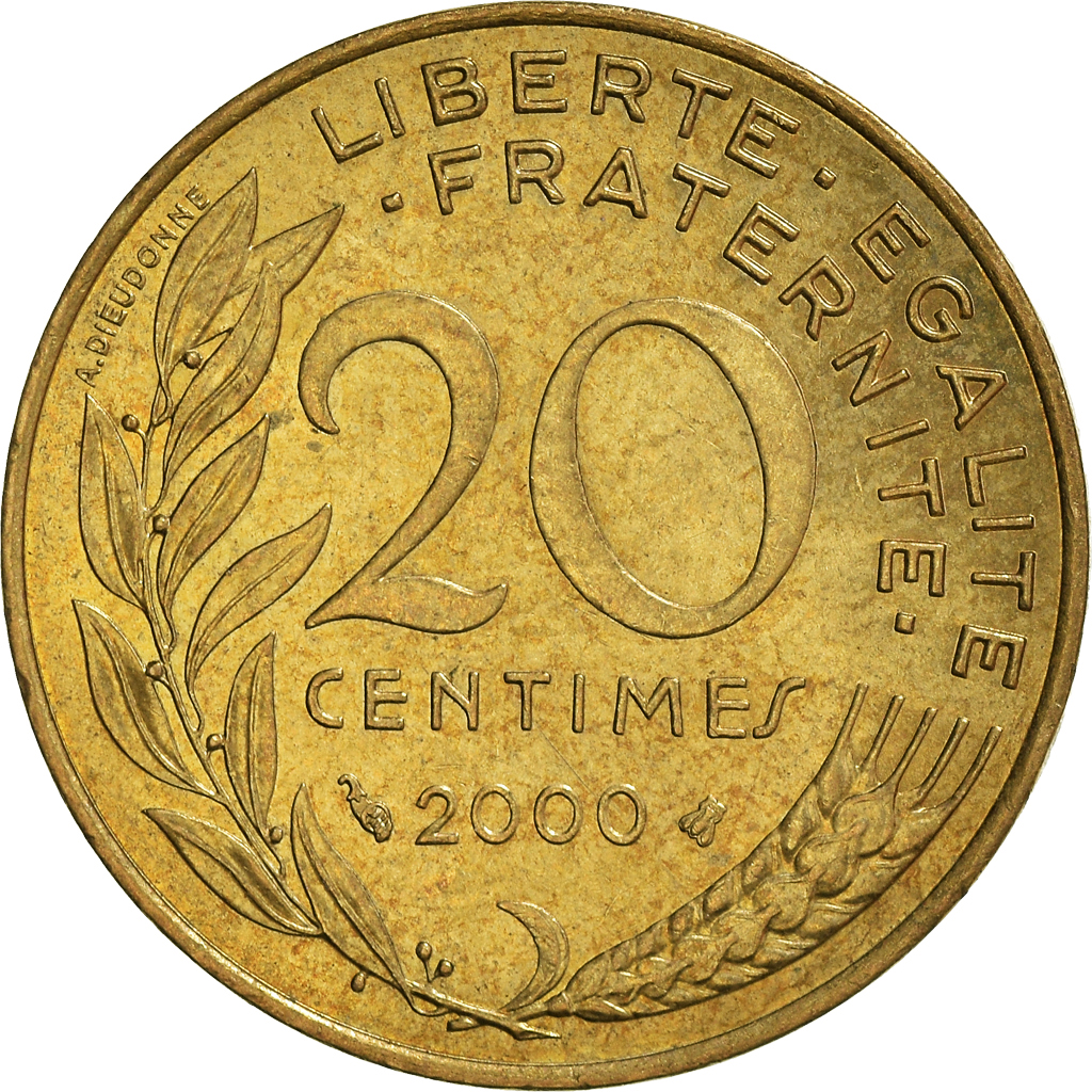 Moneda, Francia, 20 Centimes, 2000