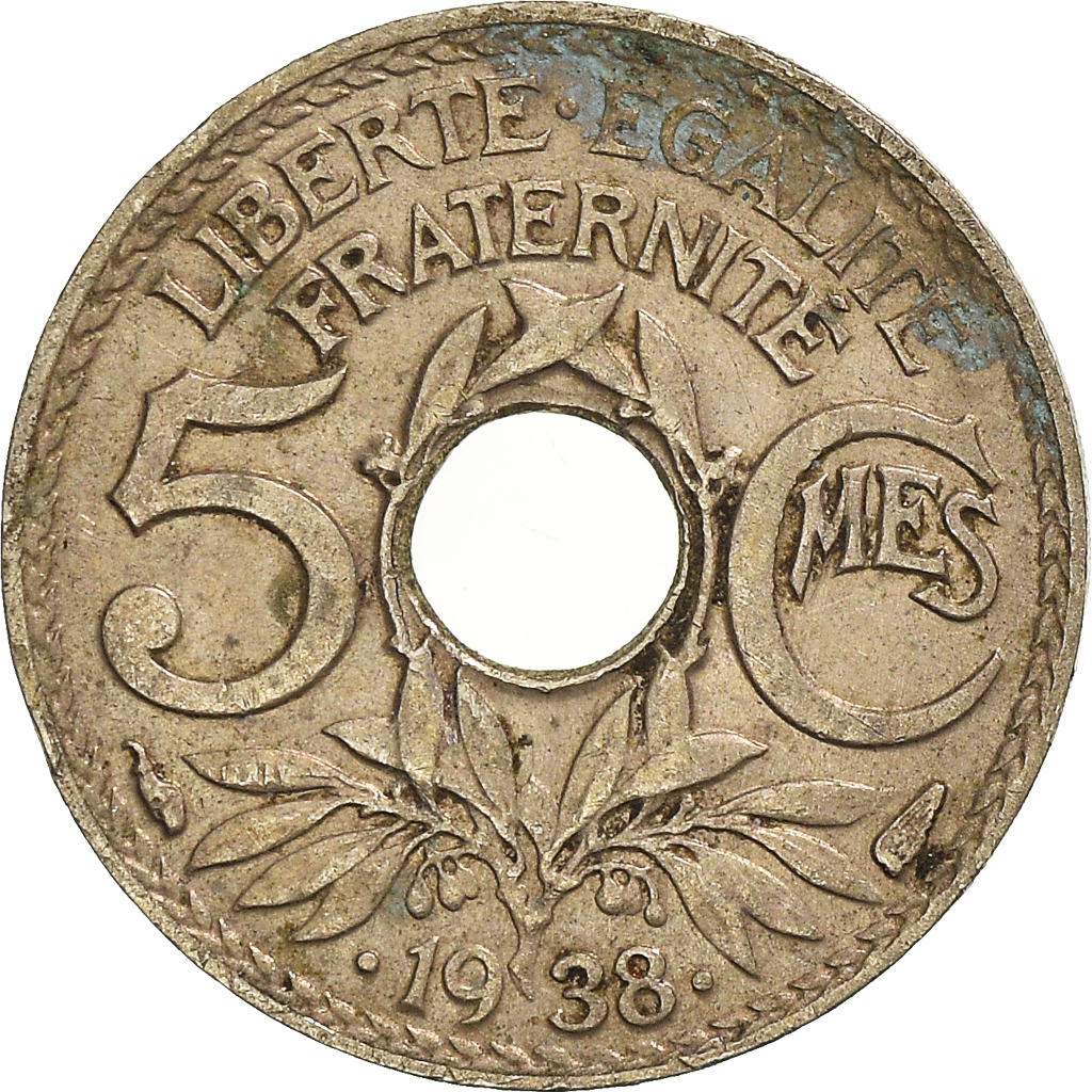 Moneda, Francia, 5 Centimes, 1938