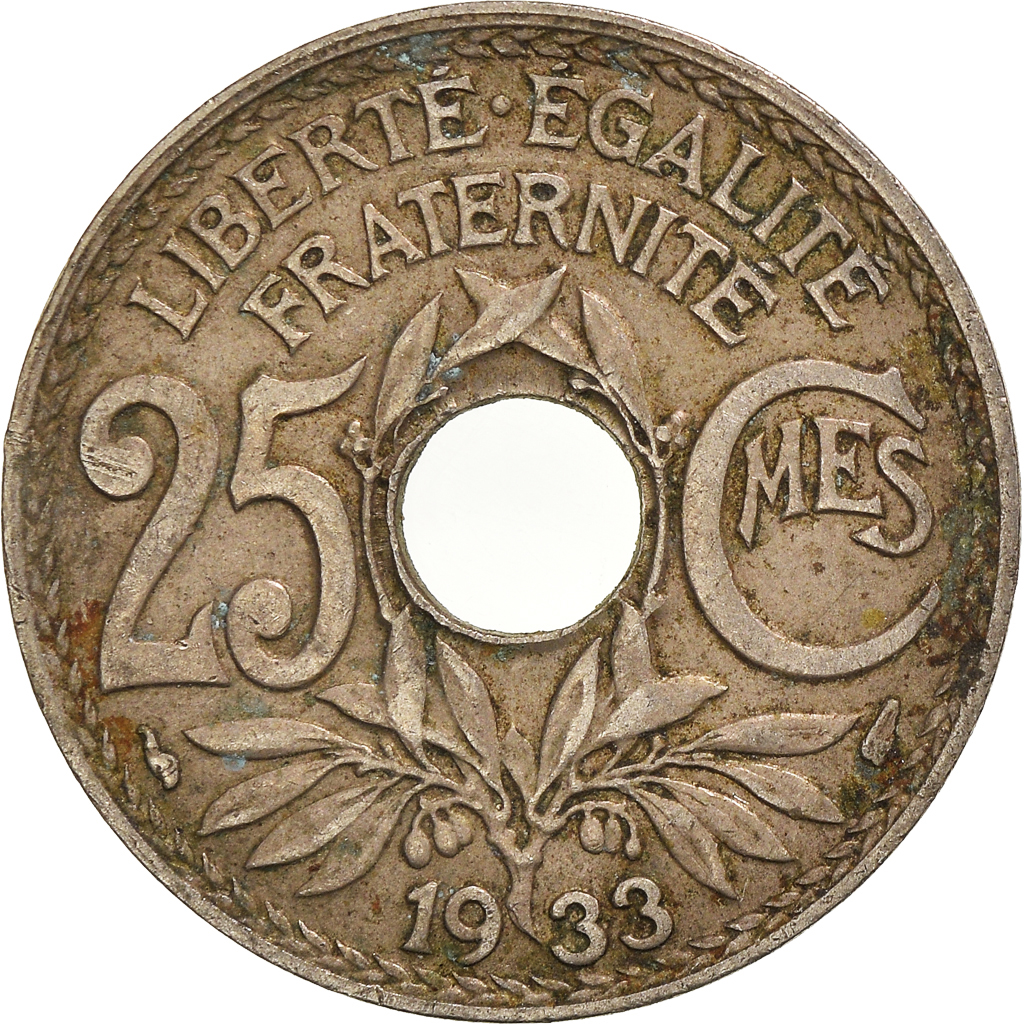Moneda, Francia, 25 Centimes, 1933