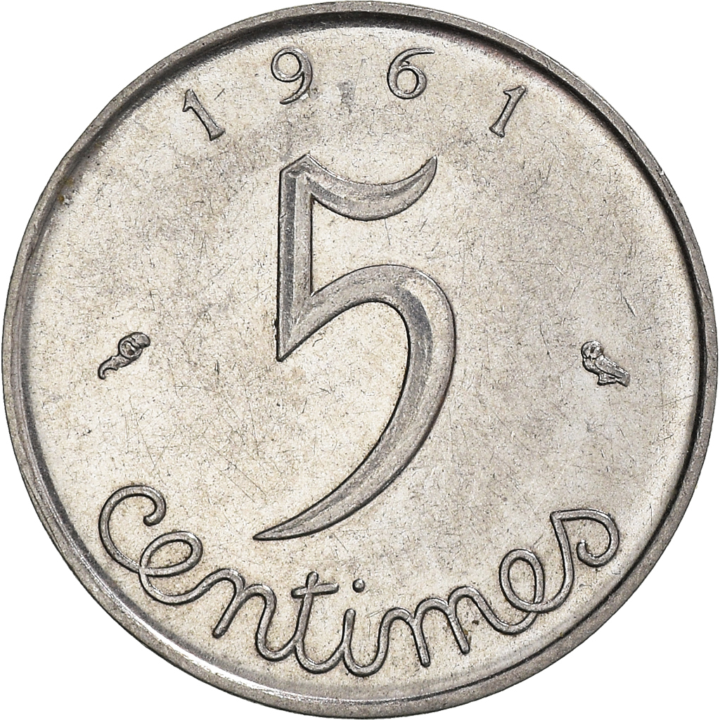 Moneda, Francia, 5 Centimes, 1961