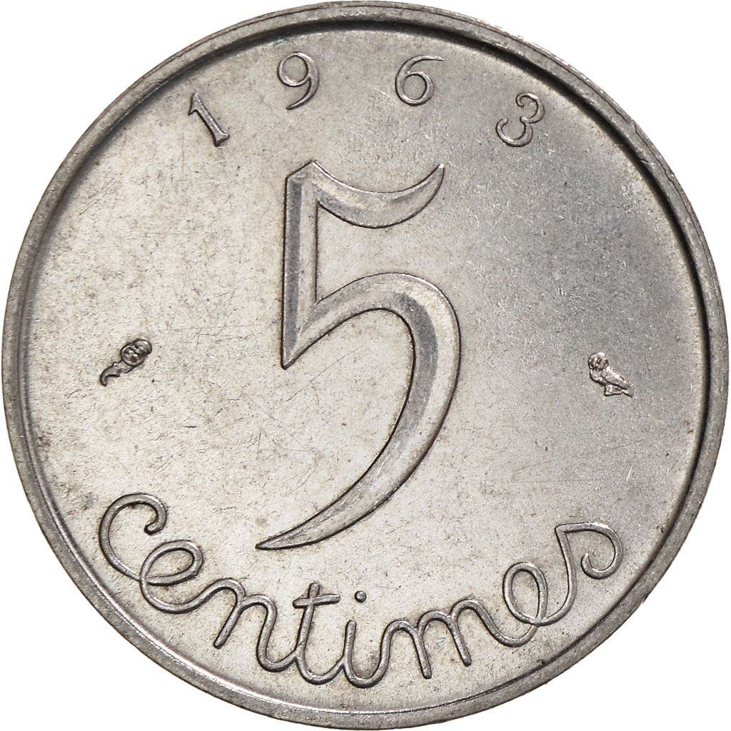 Moneda, Francia, 5 Centimes, 1963