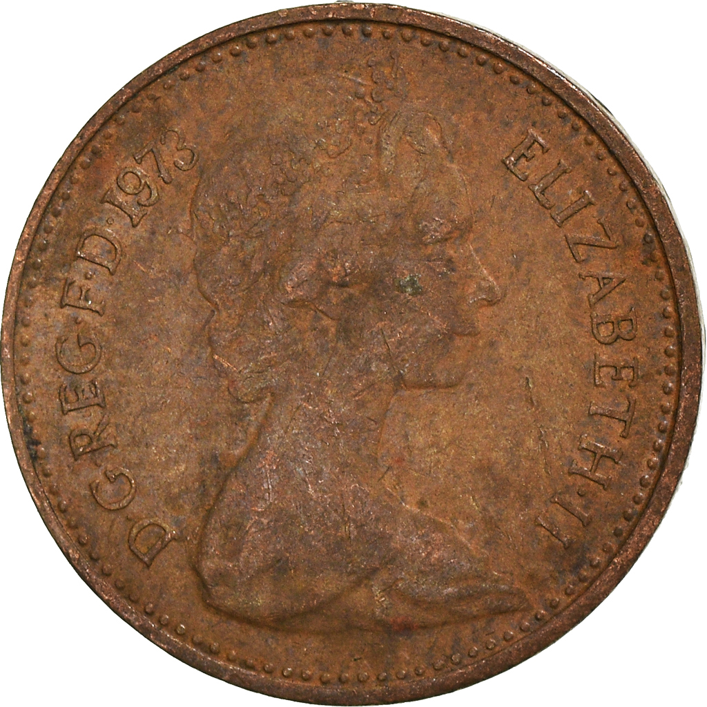 Moneda, Gran Bretaña, 1/2 New Penny, 1973