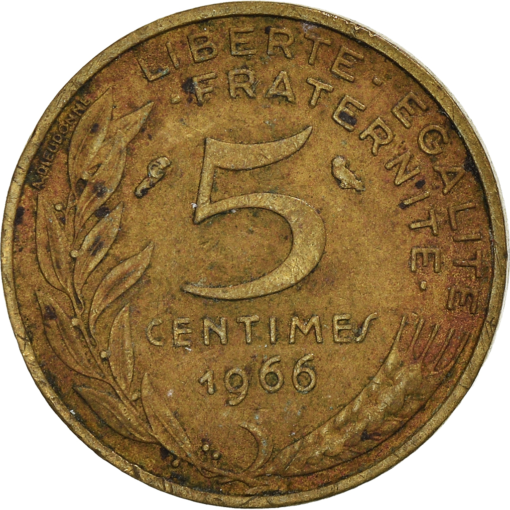 Moneda, Francia, 5 Centimes, 1966