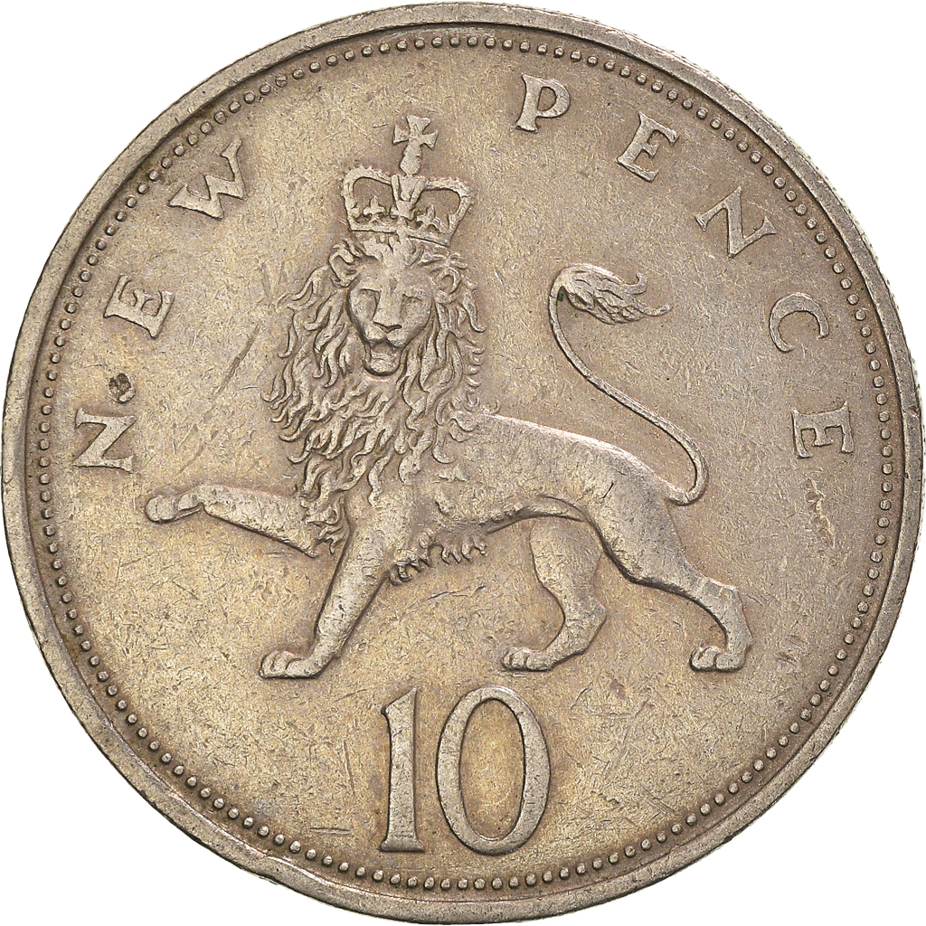 Moneda, Gran Bretaña, 10 New Pence, 1969