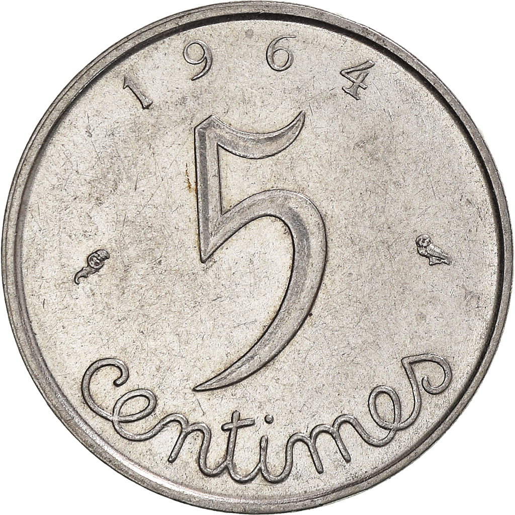 Moneda, Francia, 5 Centimes, 1964