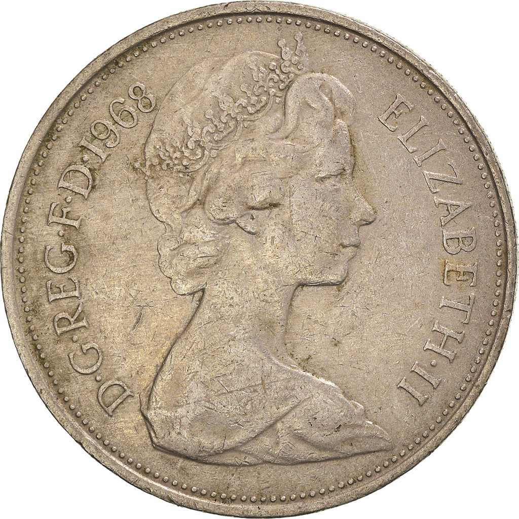 Moneda, Gran Bretaña, 10 New Pence, 1968