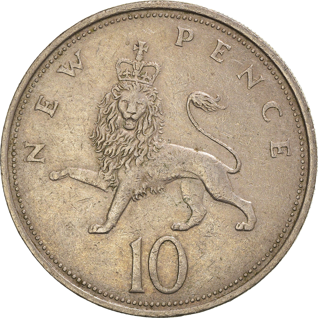 Moneda, Gran Bretaña, 10 New Pence, 1968