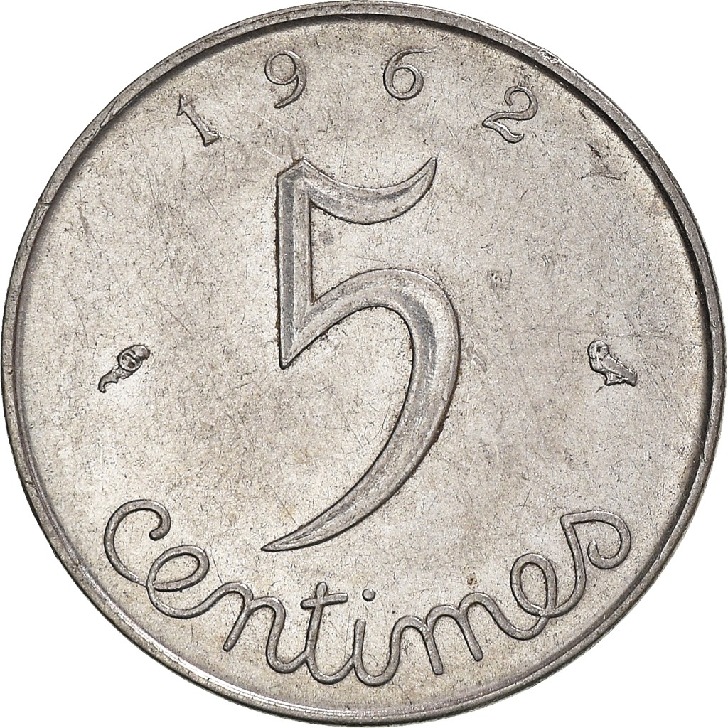 Moneda, Francia, 5 Centimes, 1962