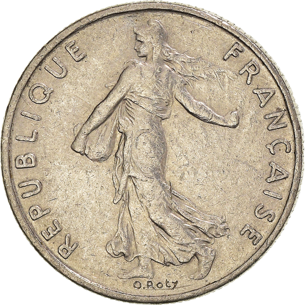 Moneda, Francia, 1/2 Franc, 1975