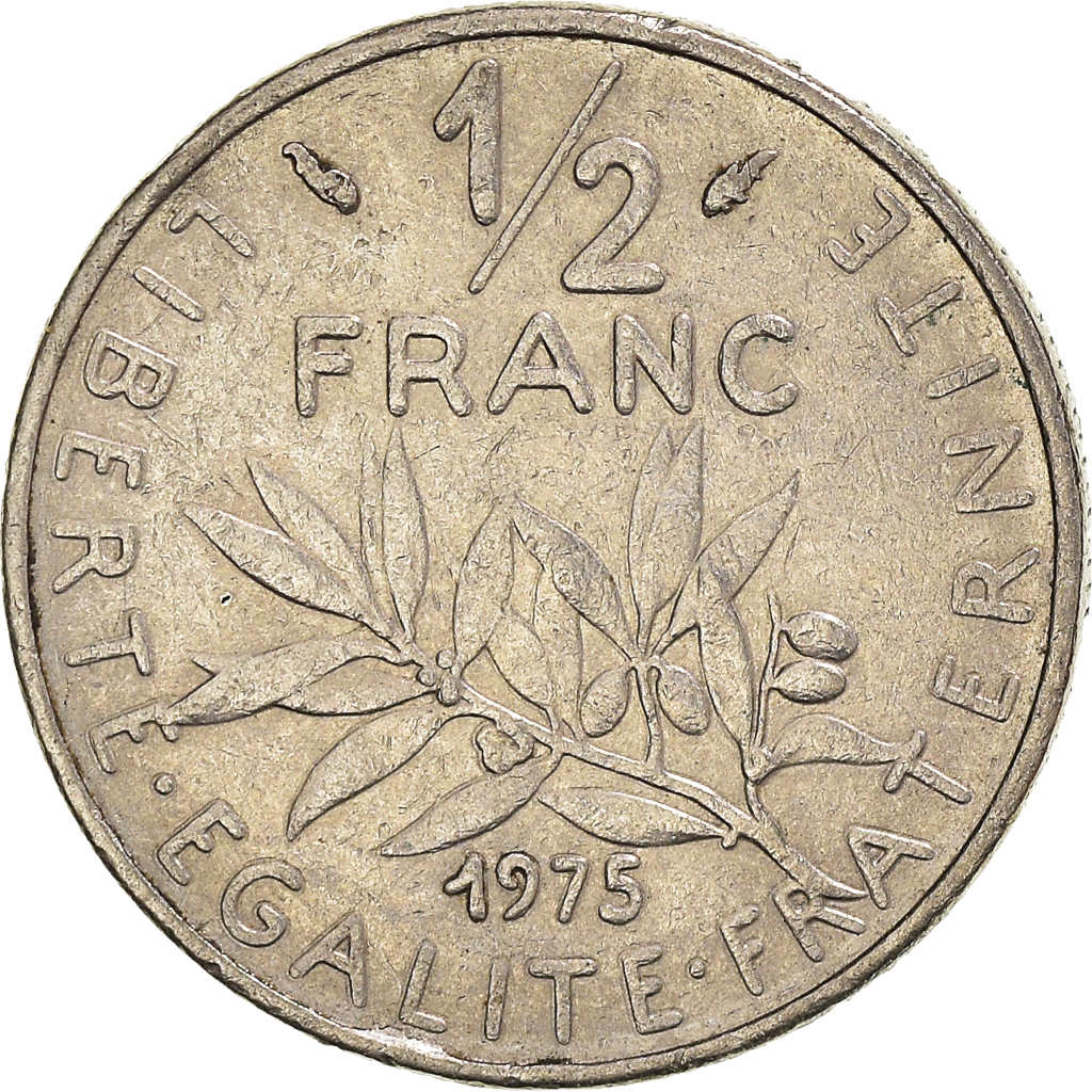 Moneda, Francia, 1/2 Franc, 1975
