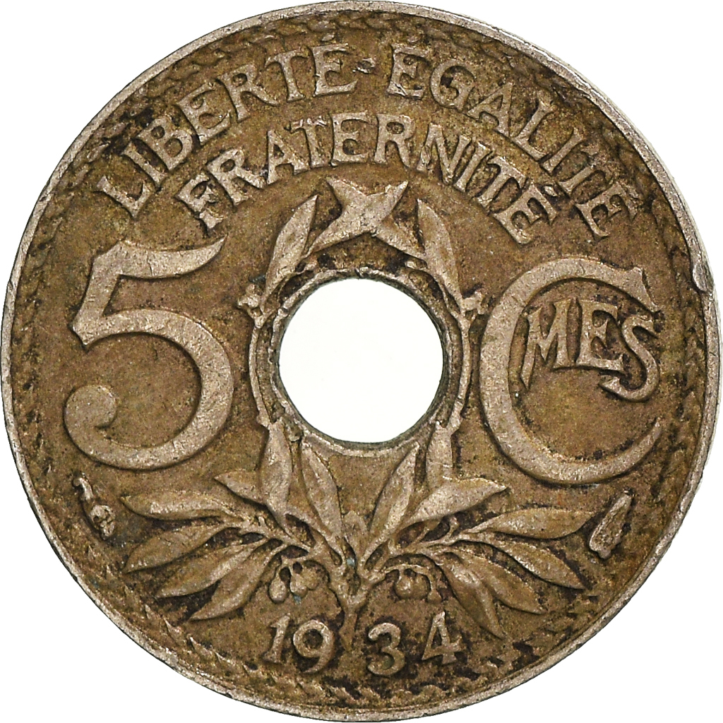 Moneda, Francia, 5 Centimes, 1934
