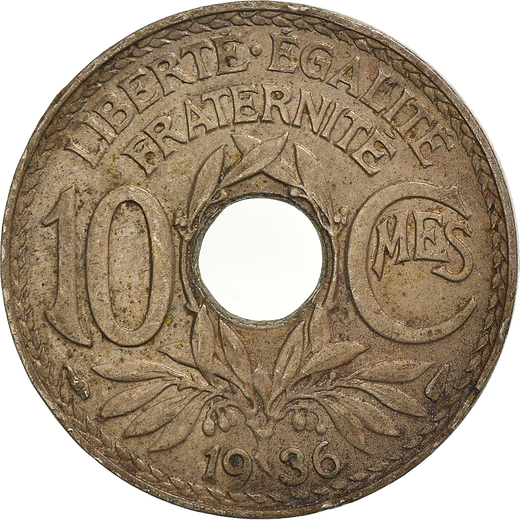 Moneda, Francia, 10 Centimes, 1936