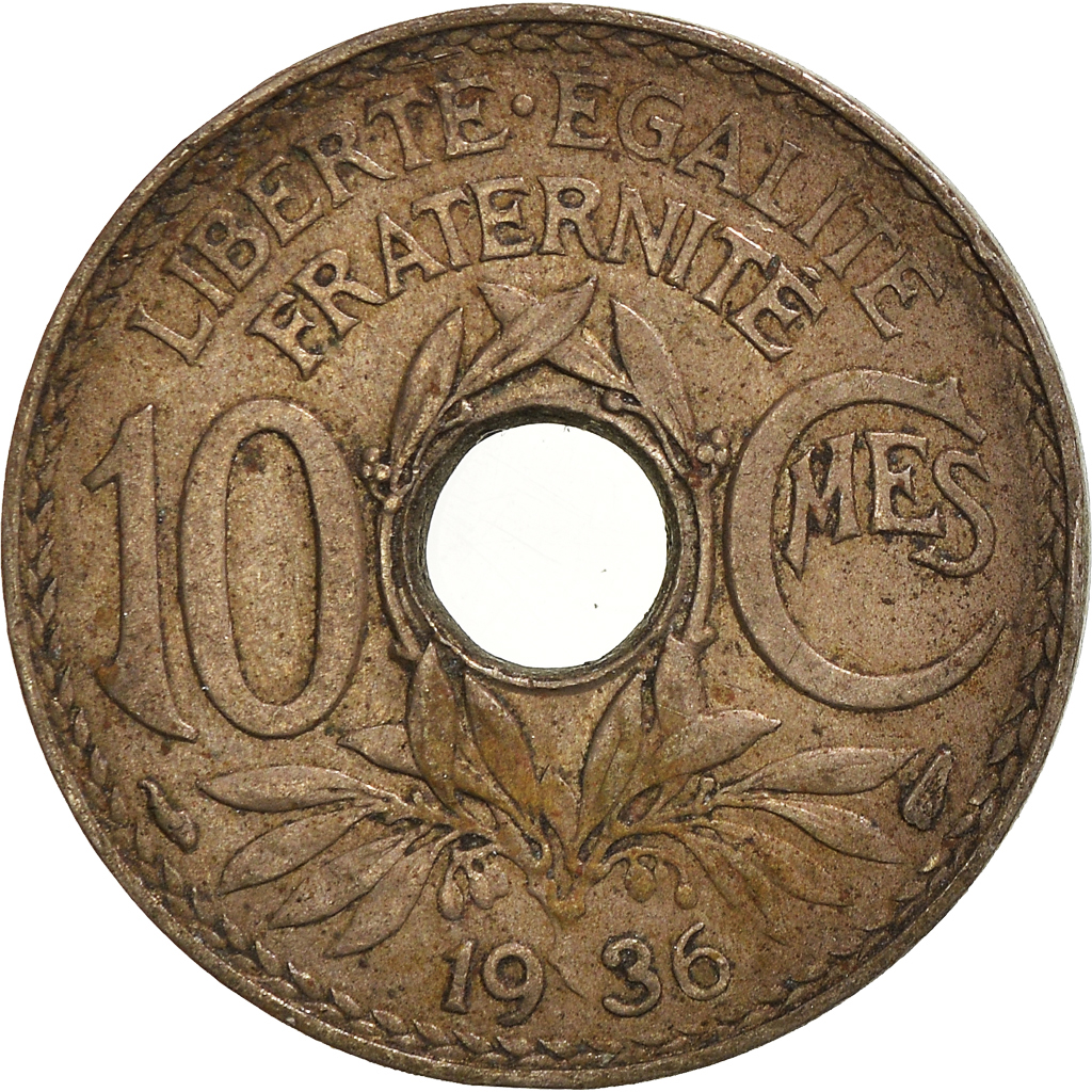 Moneda, Francia, 10 Centimes, 1936