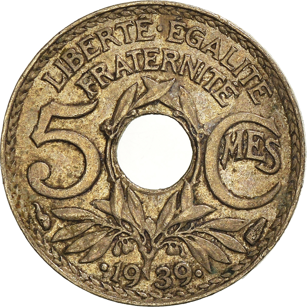 Moneda, Francia, 5 Centimes, 1939