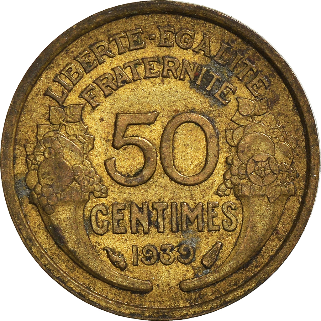 Moneda, Francia, 50 Centimes, 1939