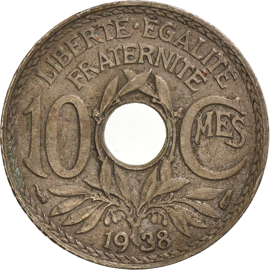 Moneda, Francia, 10 Centimes, 1938