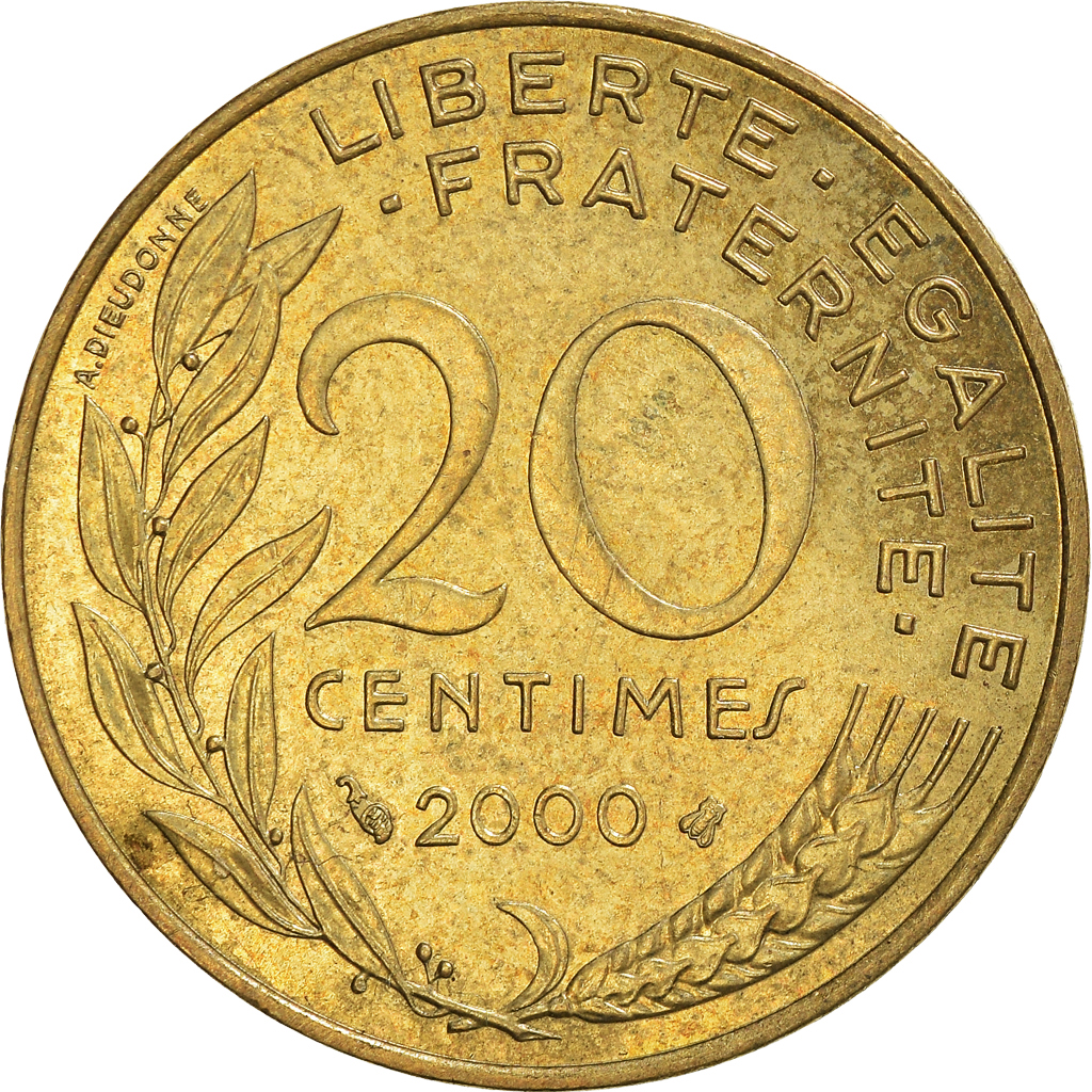 Moneda, Francia, 20 Centimes, 2000