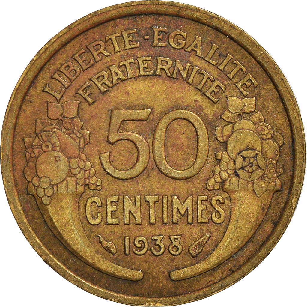 Moneda, Francia, 50 Centimes, 1938