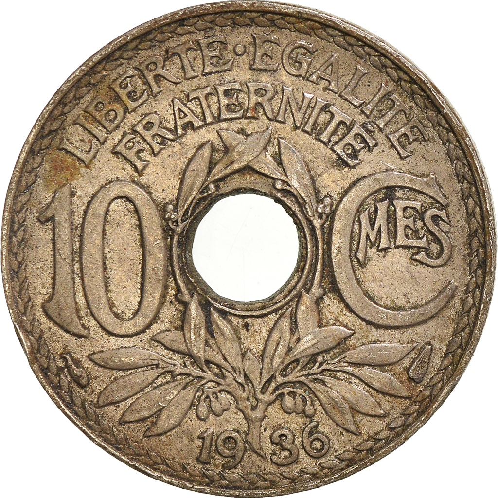 Moneda, Francia, 10 Centimes, 1936