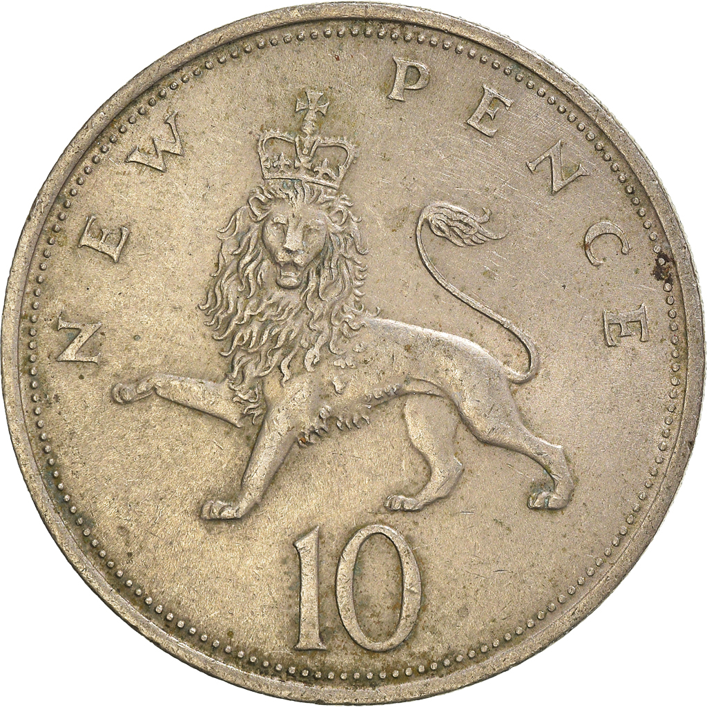 Moneda, Gran Bretaña, 10 New Pence, 1968