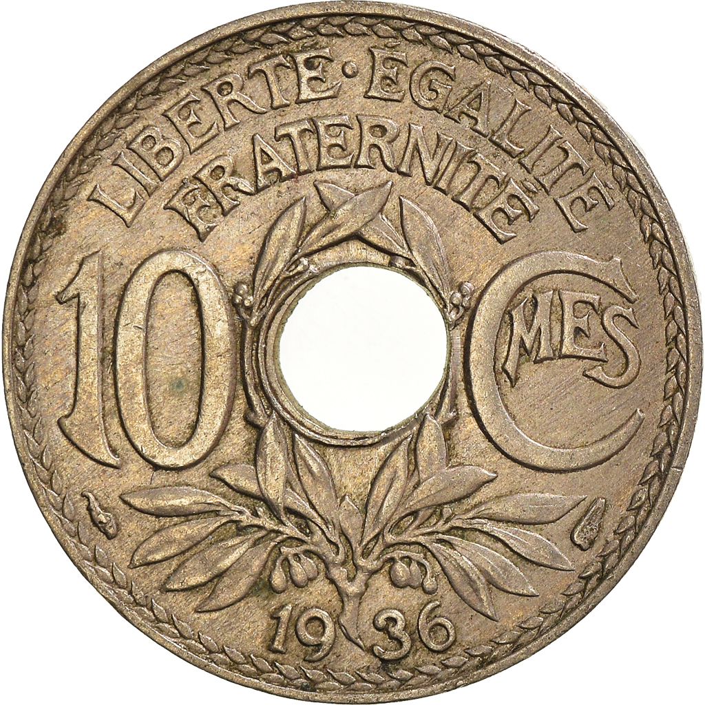Moneda, Francia, 10 Centimes, 1936