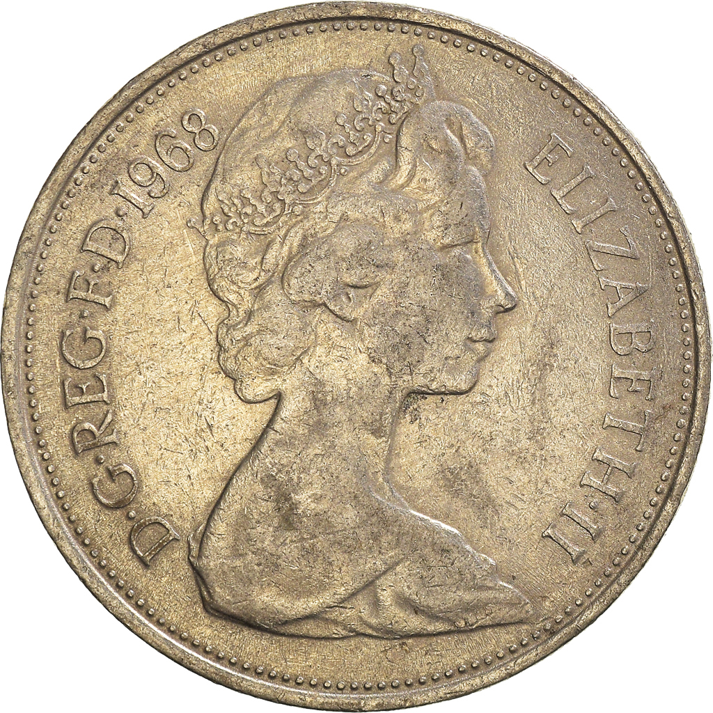 Moneda, Gran Bretaña, 10 New Pence, 1968