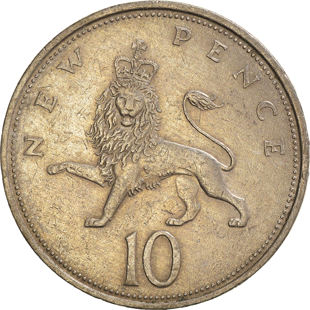 Moneda, Gran Bretaña, 10 New Pence, 1968