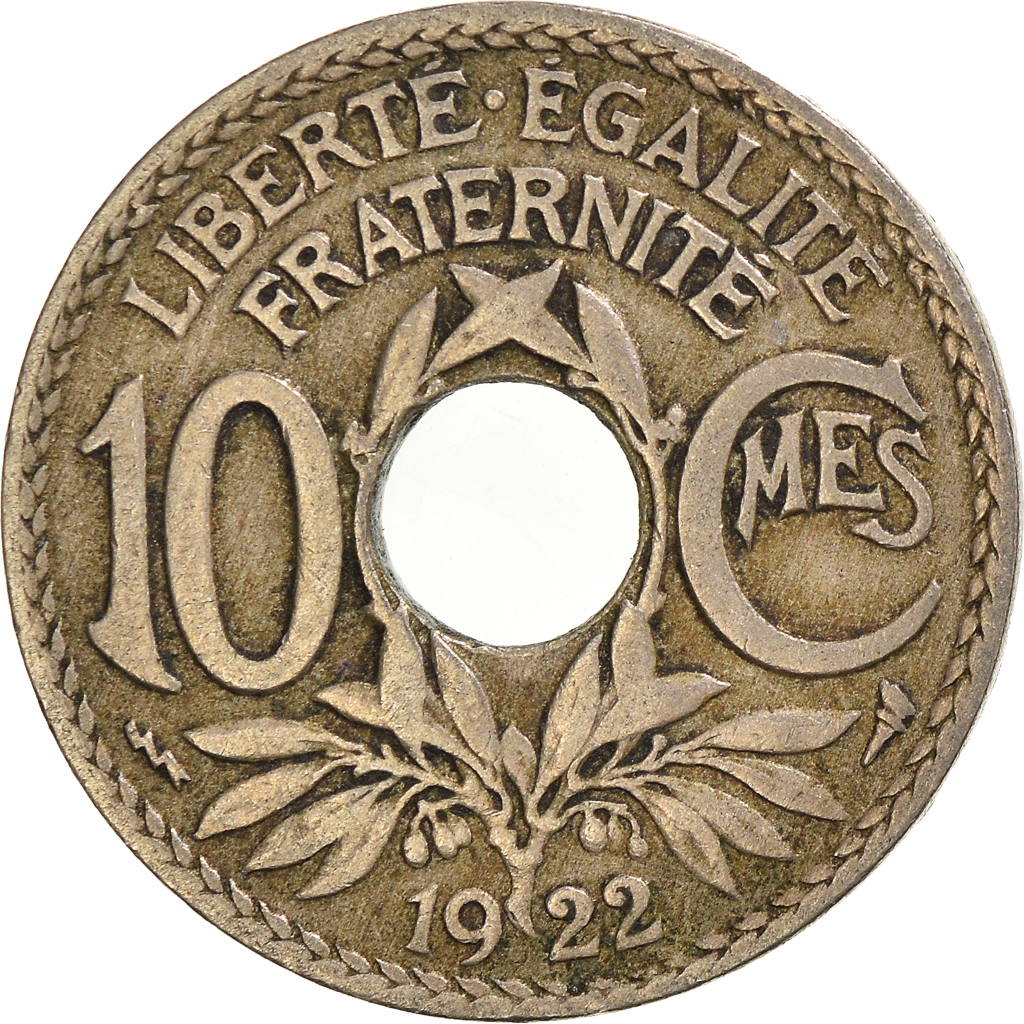 Moneda, Francia, 10 Centimes, 1922