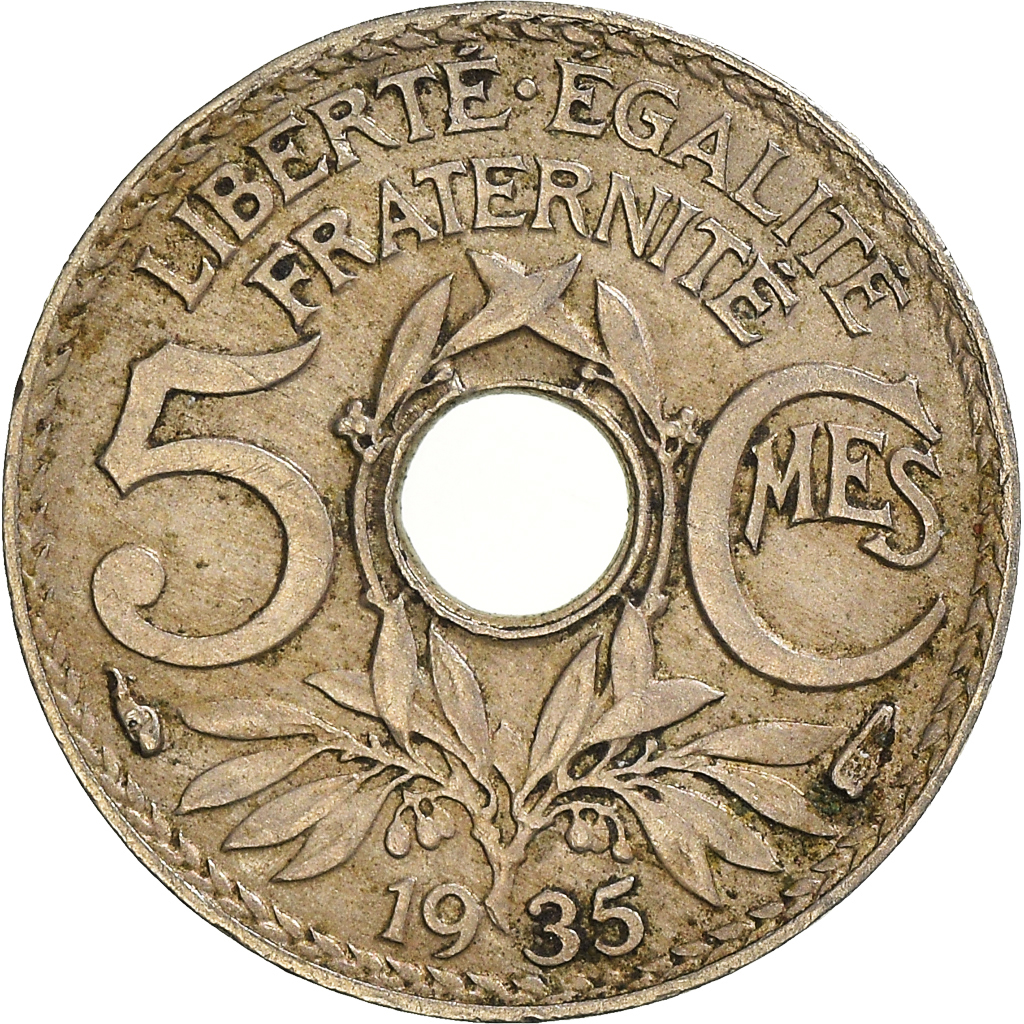 Moneda, Francia, 5 Centimes, 1935