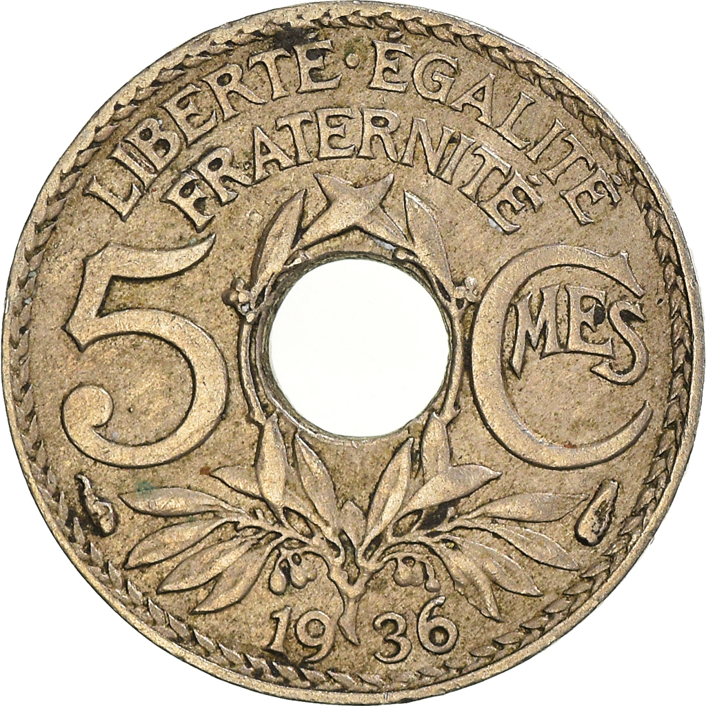 Moneda, Francia, 5 Centimes, 1936