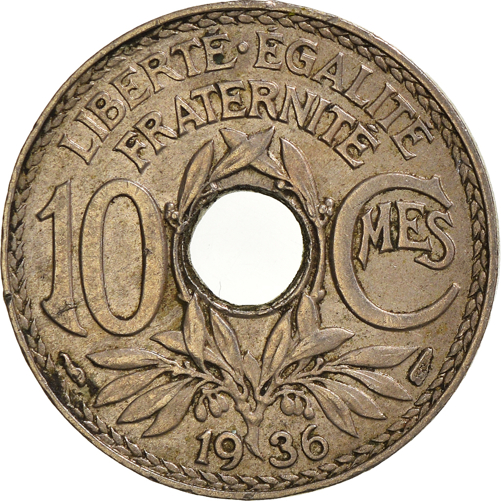 Moneda, Francia, 10 Centimes, 1936