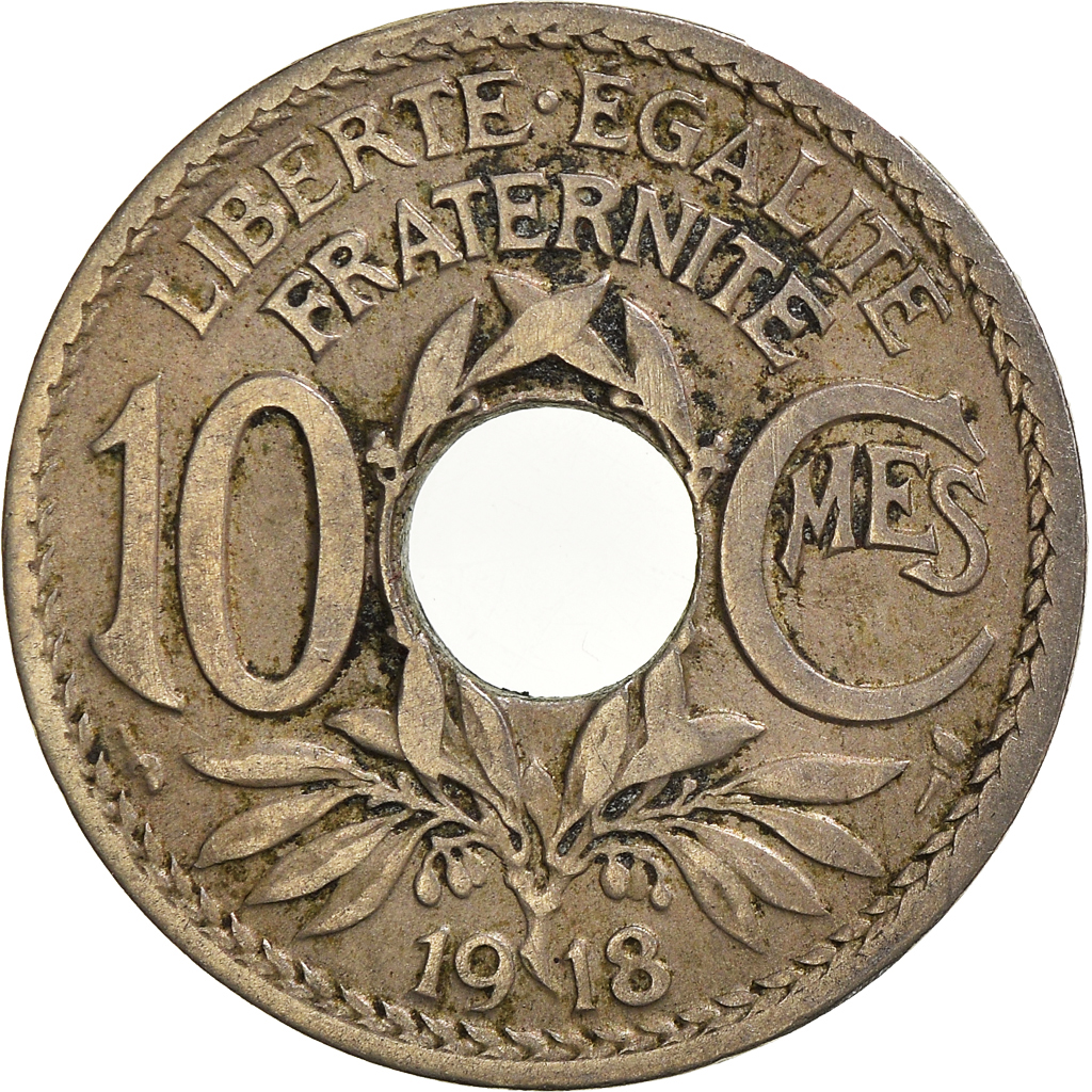 Moneda, Francia, 10 Centimes, 1918