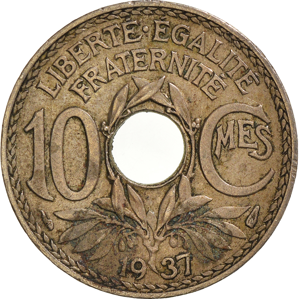 Moneda, Francia, 10 Centimes, 1937