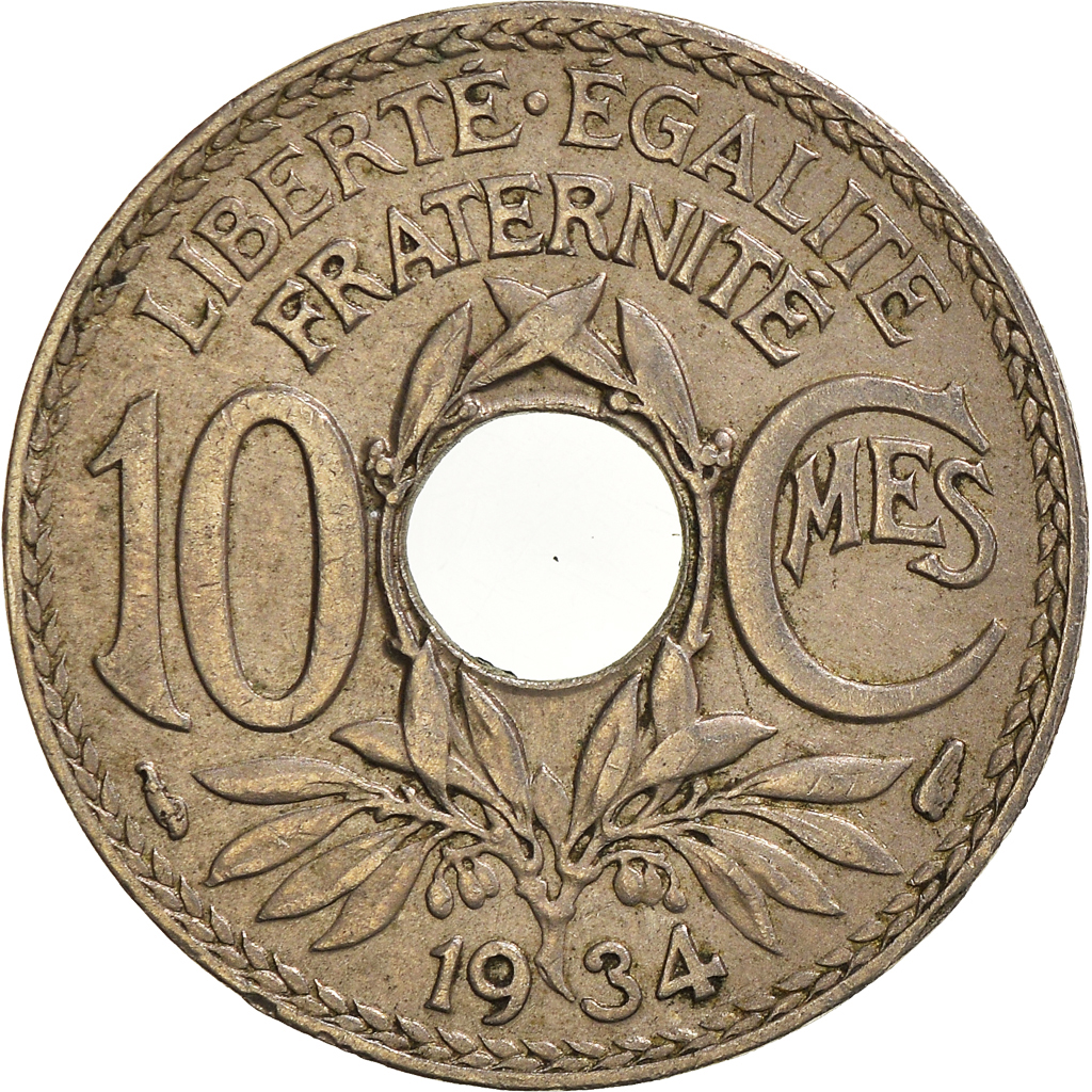 Moneda, Francia, 10 Centimes, 1934